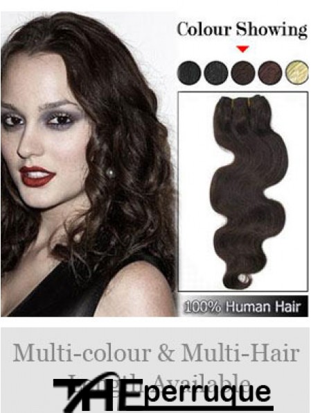 Extensions de trame ondulées brunes de cheveux humains remy ondulés