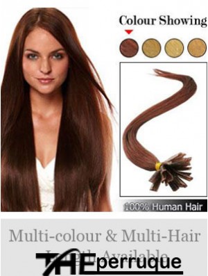 Auburn Straight Hairstyles Nail / U Tip Hair Extensions