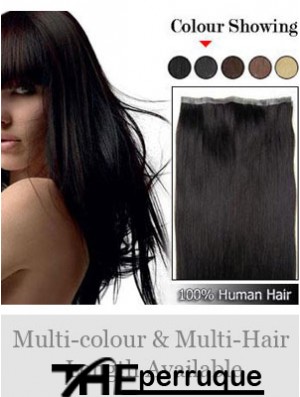 Extensions de trame incroyables noires droites de cheveux remy