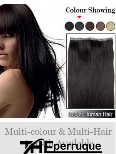 Extensions de trame incroyables noires droites de cheveux remy