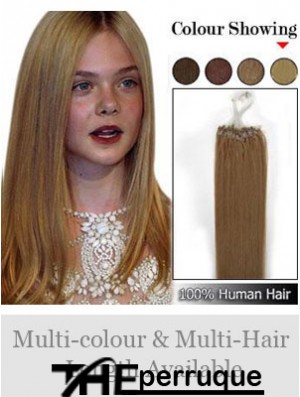 Extensions de cheveux d'anneau de micro-boucle droite marron de haute qualité