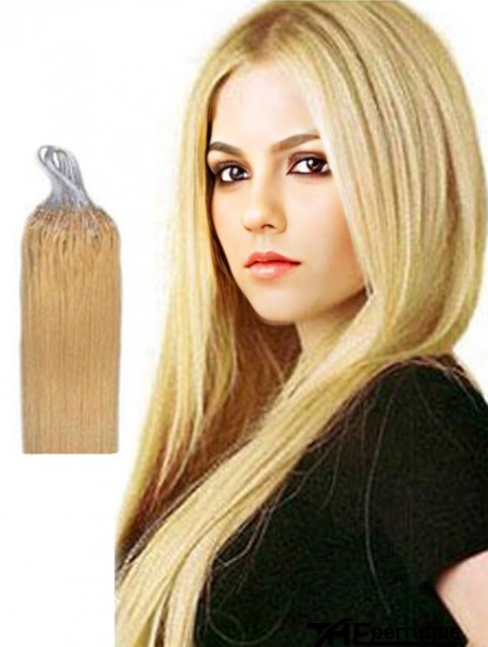 Rallonges de cheveux d'anneau de micro-boucle droite blonde élégante