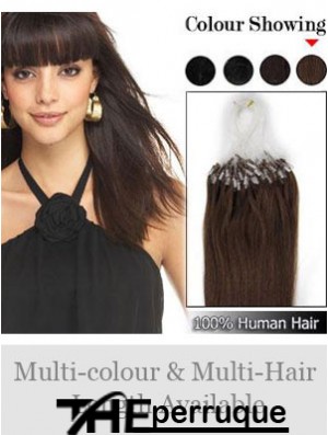 Extensions de cheveux d'anneau de micro-boucle droite marron flexible