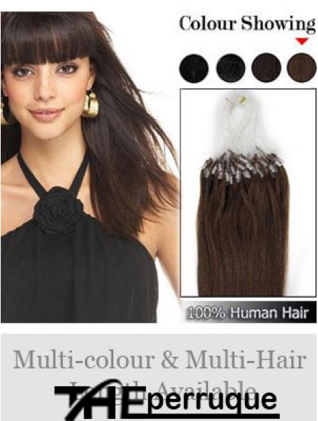 Extensions de cheveux d'anneau de micro-boucle droite marron flexible