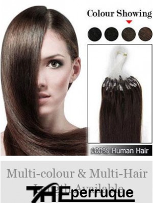 Extensions de cheveux d'anneau de micro boucle droite marron conçues