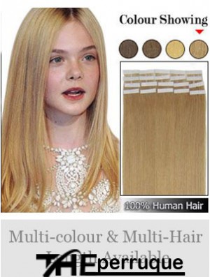 Bande de cheveux humains remy parfaite blonde droite dans les extensions de cheveux