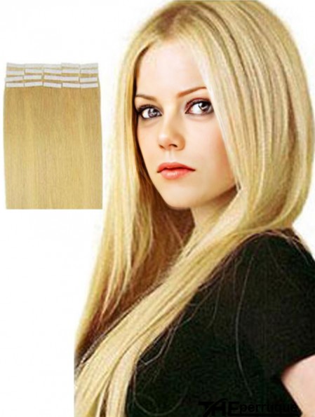 Bande de cheveux humains remy blonde droite et simple dans les extensions de cheveux