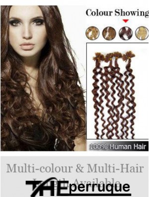 Auburn Curly Durable Nail / U Tip Hair Extensions