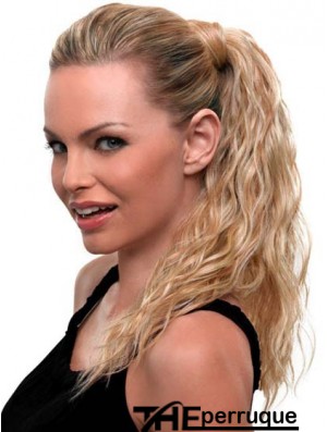 Blonde Ponytail Wavy Style Long Length With Synthetic