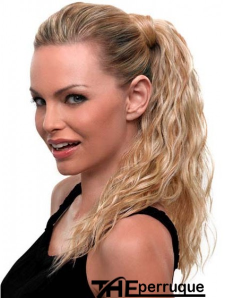 Blonde Ponytail Wavy Style Long Length With Synthetic